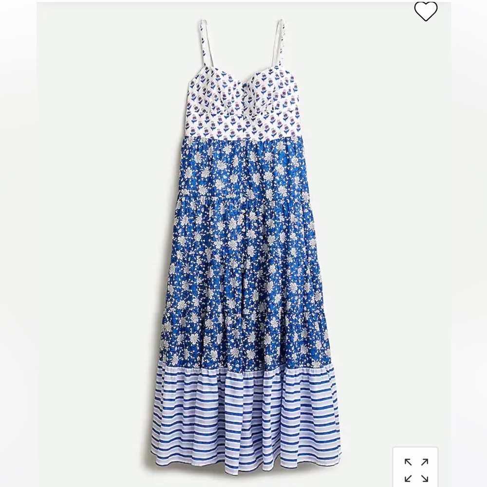 Button-front maxi dress in mixed block prints, 00, NWT